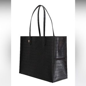 Beis The Large Work Tote in Black Croc
